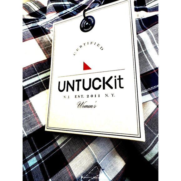 2/$30 NWT Untuckit Size 6 Women’s Sorbo Blue & White Plaid Long-Sleeved - Picture 9 of 15